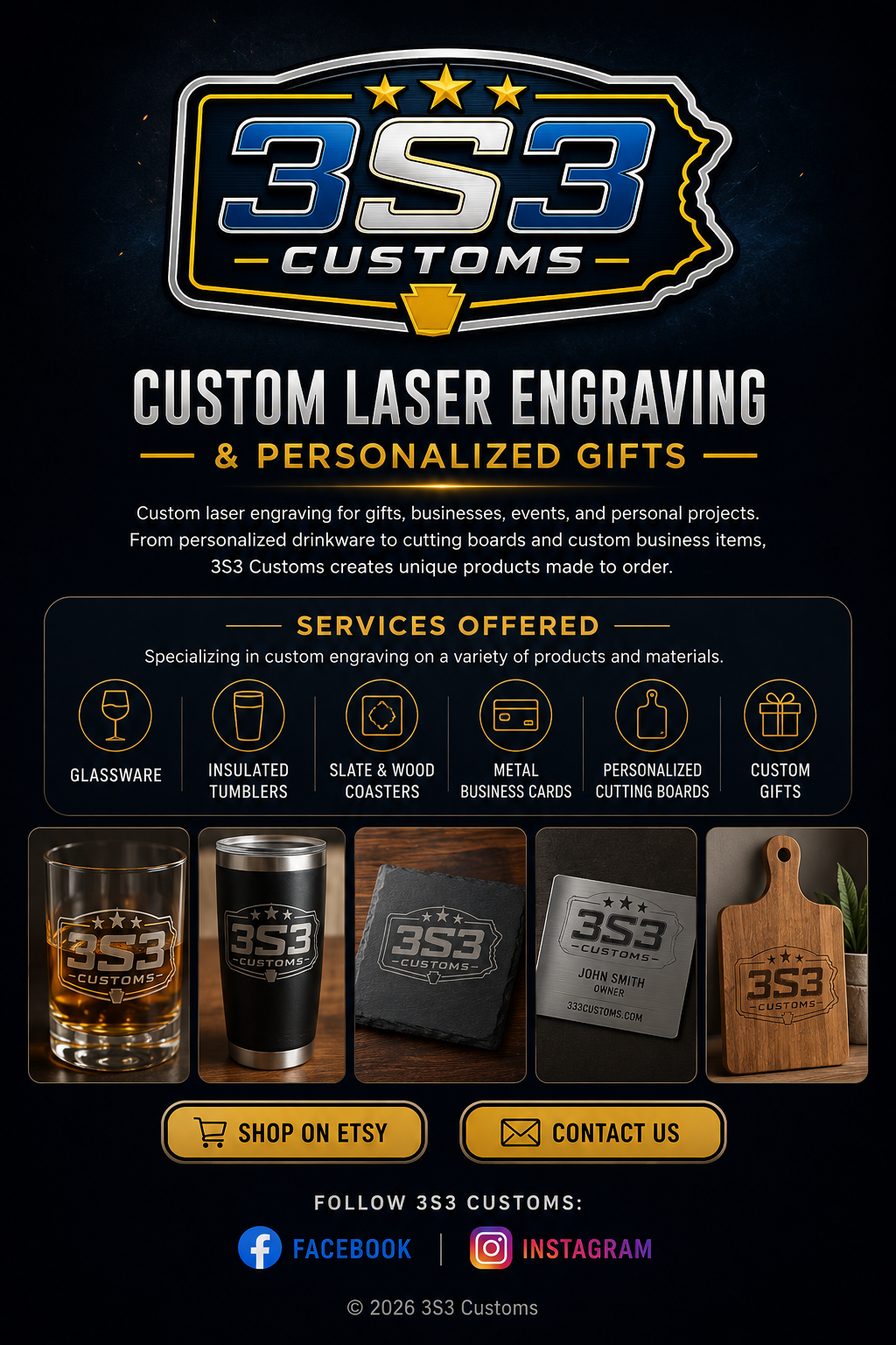 3S3 Customs custom laser engraving and personalized gifts